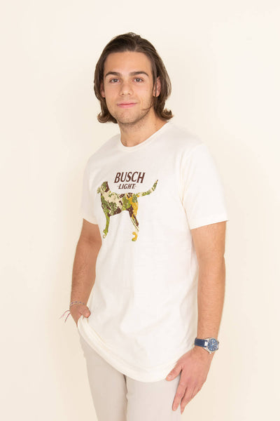 Brew City Apparel Busch Light Camo Dog T-Shirt for Men in Natural White