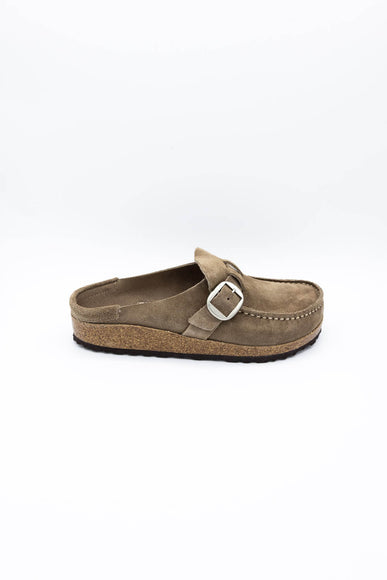 Birkenstock Buckley Suede Leather Mules for Women in Taupe Grey