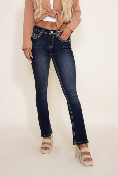 True Luck Random Stitched Bootcut Jeans for Women