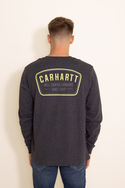 Carhartt Heavyweight Long Sleeve Pocket Graphic T-Shirt for Men in Grey