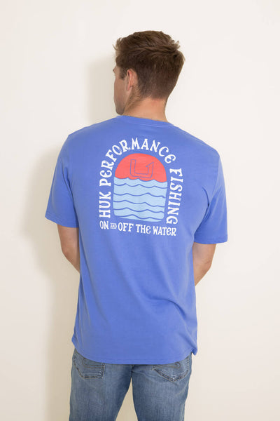 Huk Fishing Sun and Surf T-Shirt for Men in Wedgewood