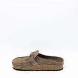 Birkenstock Buckley Suede Leather Mules for Women in Taupe Grey