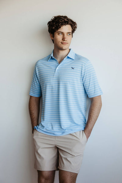 Simply Southern Performance Stripe Polo in Blue
