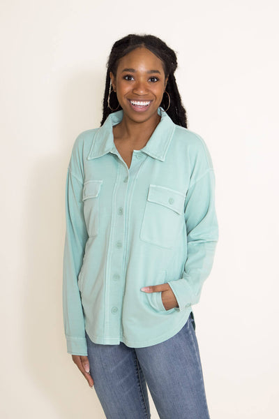 Thread & Supply Cyrus Shacket for Women in Aqua Blue