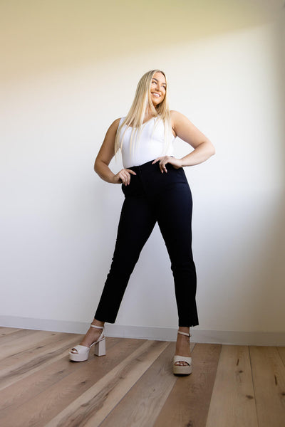 Love Tree Skinny Cropped Dress Pants for Women in Black