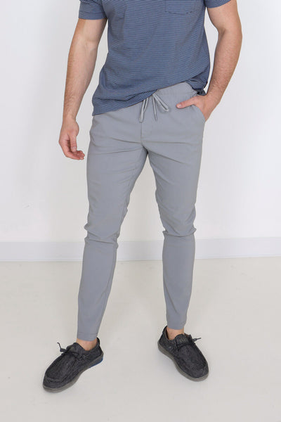 Copper & Oak Elastic File Tech Jogger Pants for Men in Griffin Light Grey
