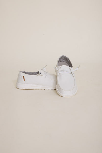 Hey Dude Shoes Women’s Wendy Chambray Shoes in White 1