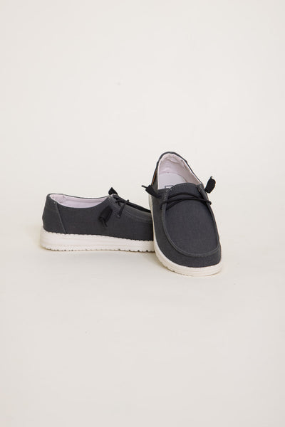 Hey Dude Shoes Women’s Wendy Linen Shoes in Chambray Off Black 1