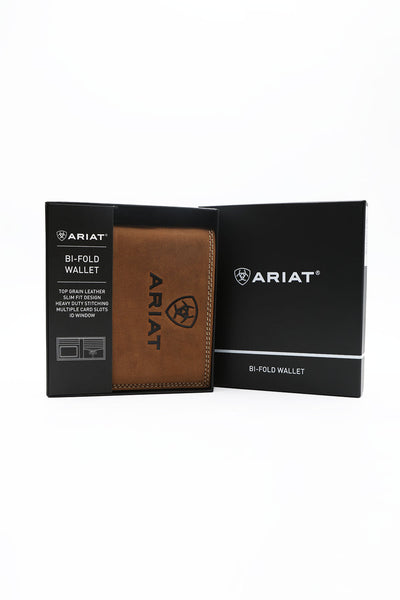 Ariat Bi-Fold Embroidered Wallet in Brown
