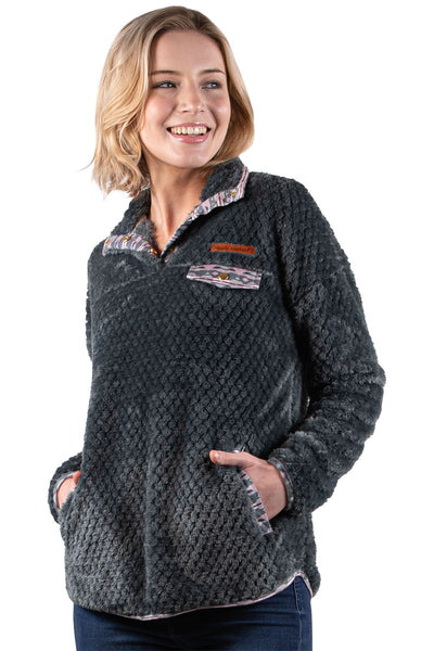 Simply Southern Simply Soft Pullover for Women in Grey Aztec