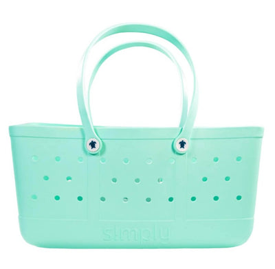 Simply Southern Large Waterproof Utility Tote in Aqua Blue
