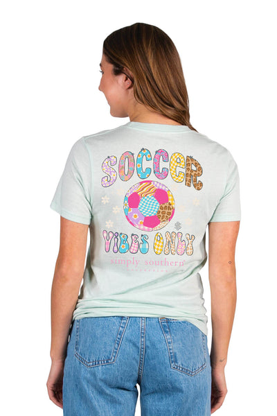 Simply Southern Womens Soccer Vibes T-Shirt for Women in Breeze Blue