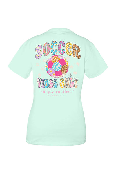 Womens Plus Size Simply Southern Plus Size Soccer Vibes T-Shirt for Women in Breeze Blue