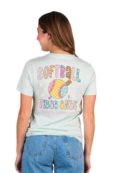 Simply Southern Womens Tees Softball T-Shirt for Women in Breeze Blue