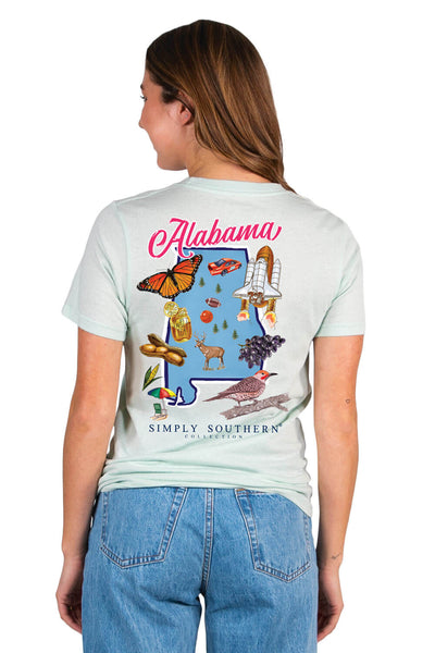 Simply Southern Womens tshirts Alabama T-Shirt for Women in Breeze Blue