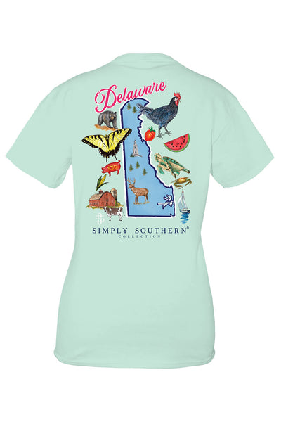 Plus Size Simply Southern T-Shirts Delaware T-Shirt for Women in Breeze Blue