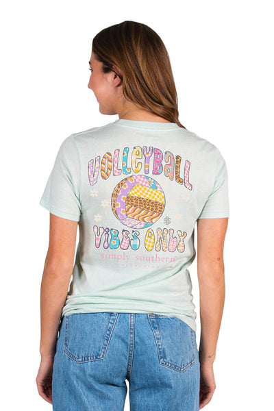Womens Simply Southern T-Shirts Volleyball Vibes T-Shirt for Women in Breeze Blue