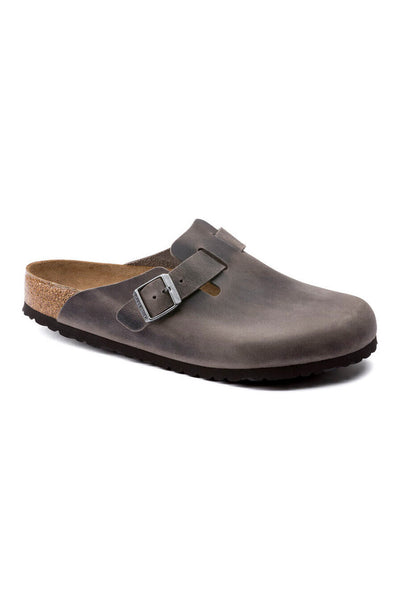Birkenstock Boston Soft Footbed Oiled Leather Clogs for Women in Iron