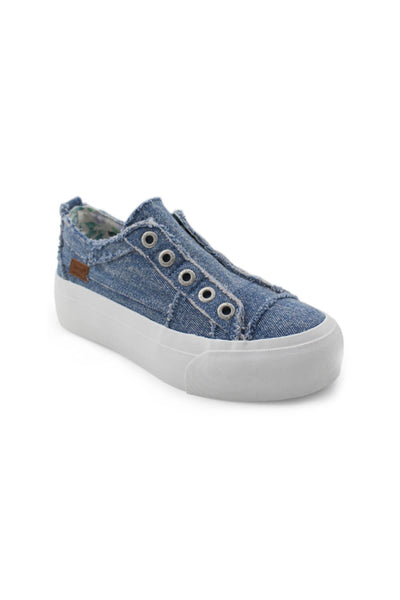 Blowfish Malibu Shoes Sadie Platform Sneakers for Women in Washed Denim