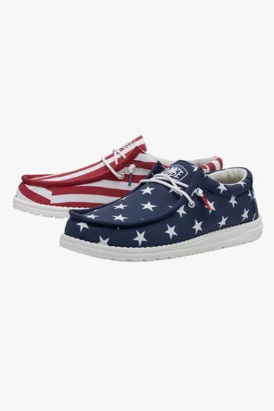Hey Dude Shoes Men’s Wally Patriotic Shoes in American Flag