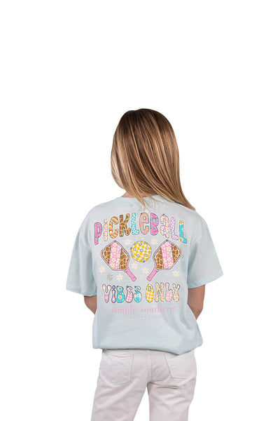 Youth Simply Southern Youth Pickleball Vibes T-Shirt for Women in Breeze Blue
