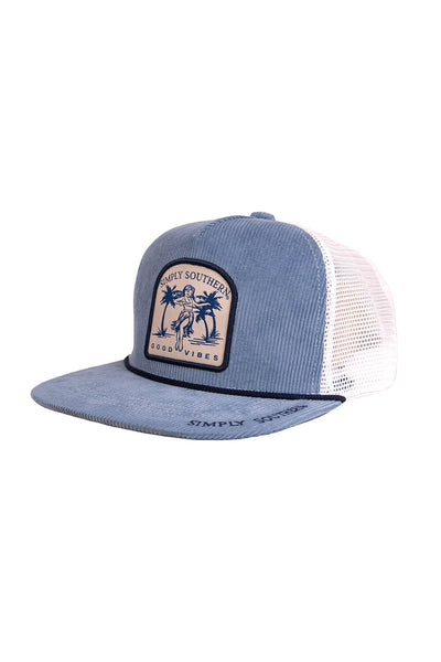 Simply Southern Good Vibes Hula Snapback Hat for Men in Blue