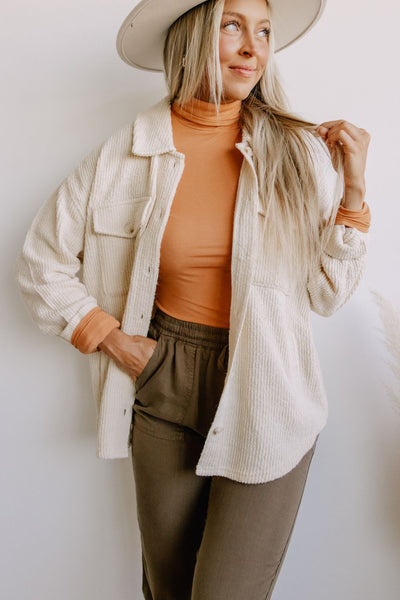 Thread & Supply Harlow Shacket for Women in Cream