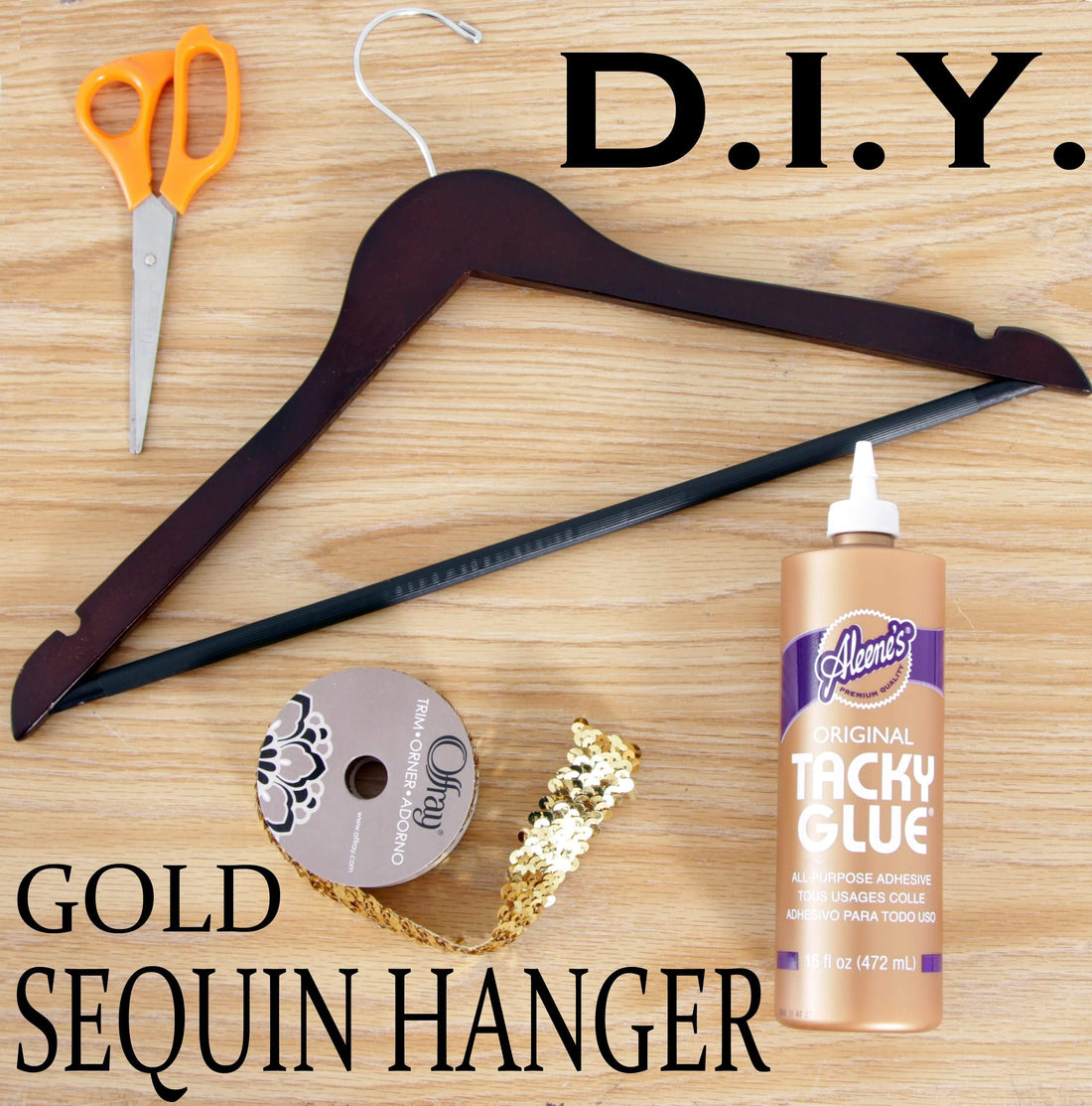 How to Make a DIY Gold Sequin Hanger