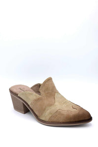 Pierre Dumas Whitney Heeled Mules for Women in Taupe