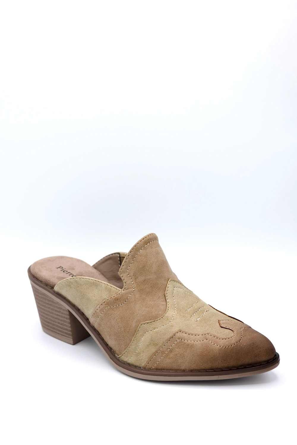Pierre Dumas Whitney Heeled Mules for Women in Taupe