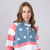 Simply Southern Womens Patched Stars & Stripes Hoodie for Women in Multi