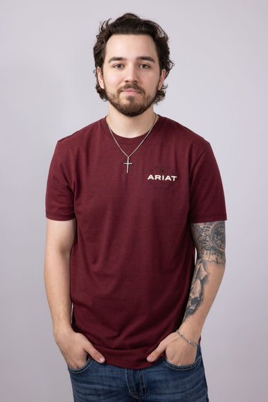 Ariat Explorer Classic T-Shirt for Men in Crimson Red Heather