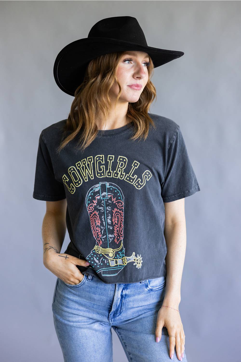 Suede Cowboy Hat in Black