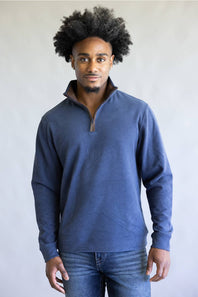 Butter soft, zipneck sweater with brown zipper and collar accents 