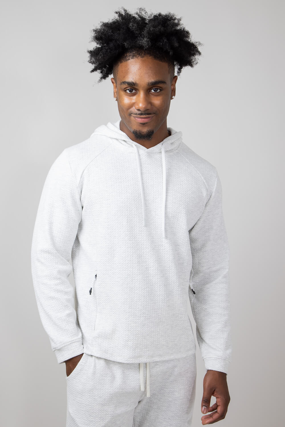 1897 Active Diamond Weave Hoodie for Men in Oatmeal
