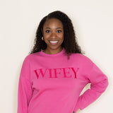 1897 Active Embordered Wifey Sweatshirt for Women in Pink
