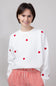 1897 Active Embroidered Hearts Fleece Crewneck for Women in Ivory Red