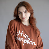 1897 Active Embroidered Hey Pumpkin Sweatshirt for Women in Rust