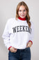 1897 Active Embroidered Weekend Fleece Crewneck for Women in White