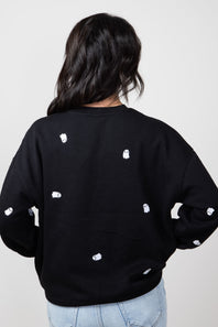 1897 Active Ghost Embroidery Sweatshirt for Women in Black