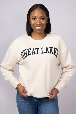 1897 Active Great Lakes Sweatshirt for Women in Cream/Navy | GT054