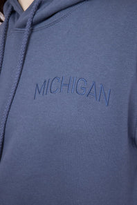 1897 Active Michigan Embroidered Hoodie for Women in Blue