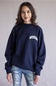 1897 Active Michigan Embroidered Mock Neck Sweatshirt for Women in Navy