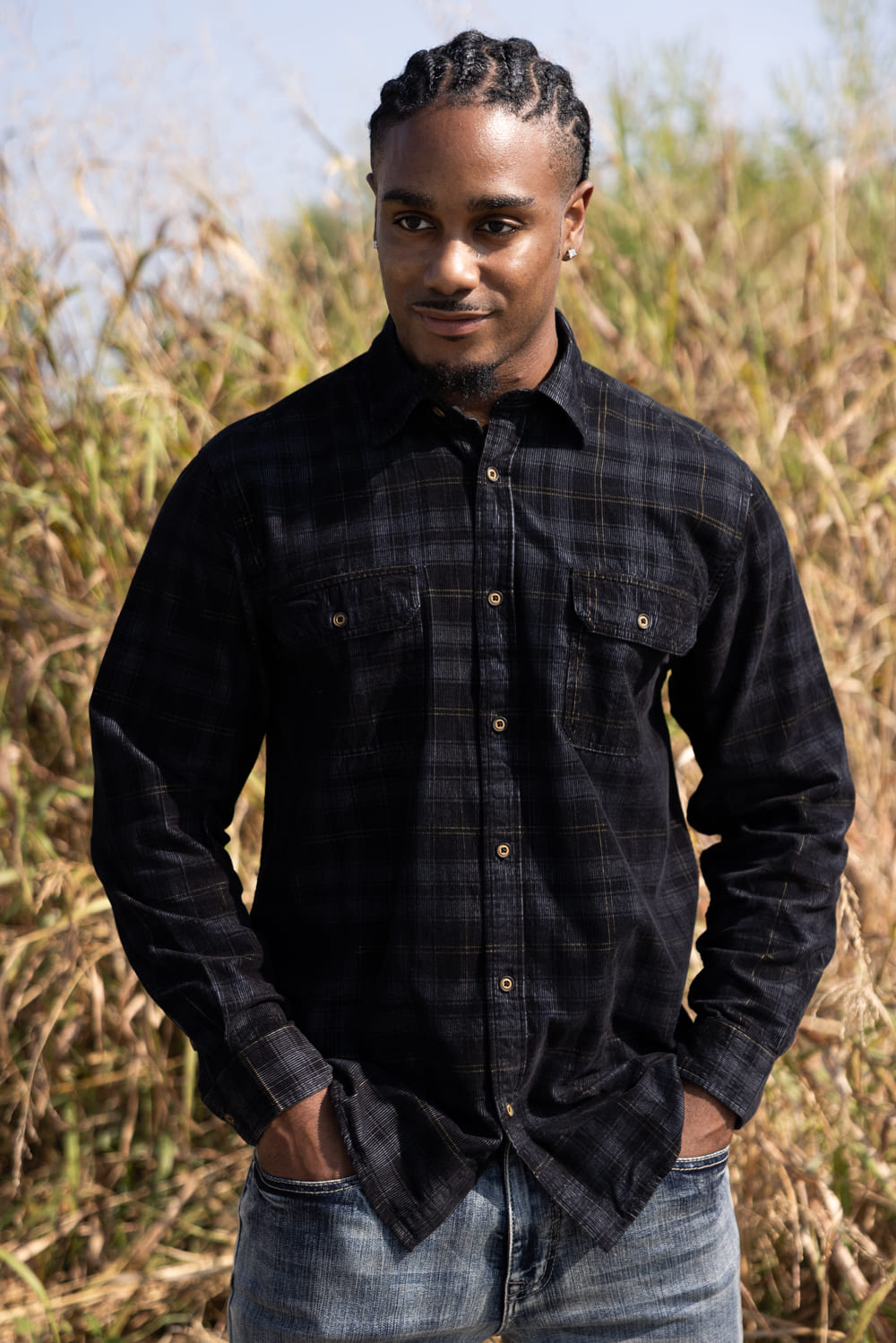 1897 Legends Corduroy Plaid Flannel for Men in Black/Grey