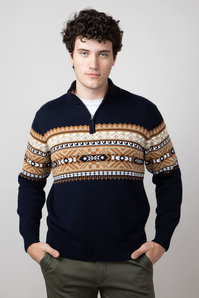 1897 Original 1/4 Zip Mock Neck Sweater for Men in Navy