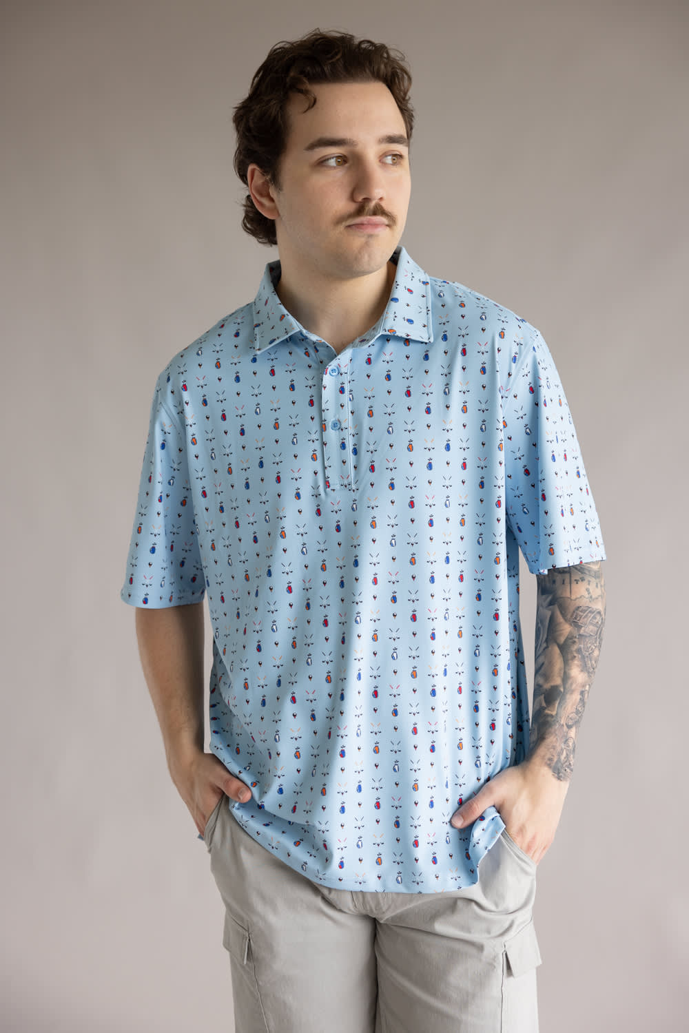 1897 Legends Golf Print Polo for Men in Blue