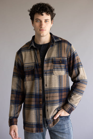 1897 Legends Stretch Flannel Shirt for Men in Brown Plaid