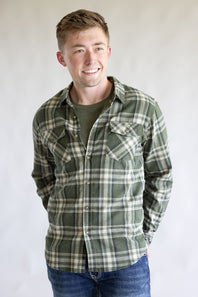 1897 Original Plaid Flannel Shirt for Men in Olive Green
