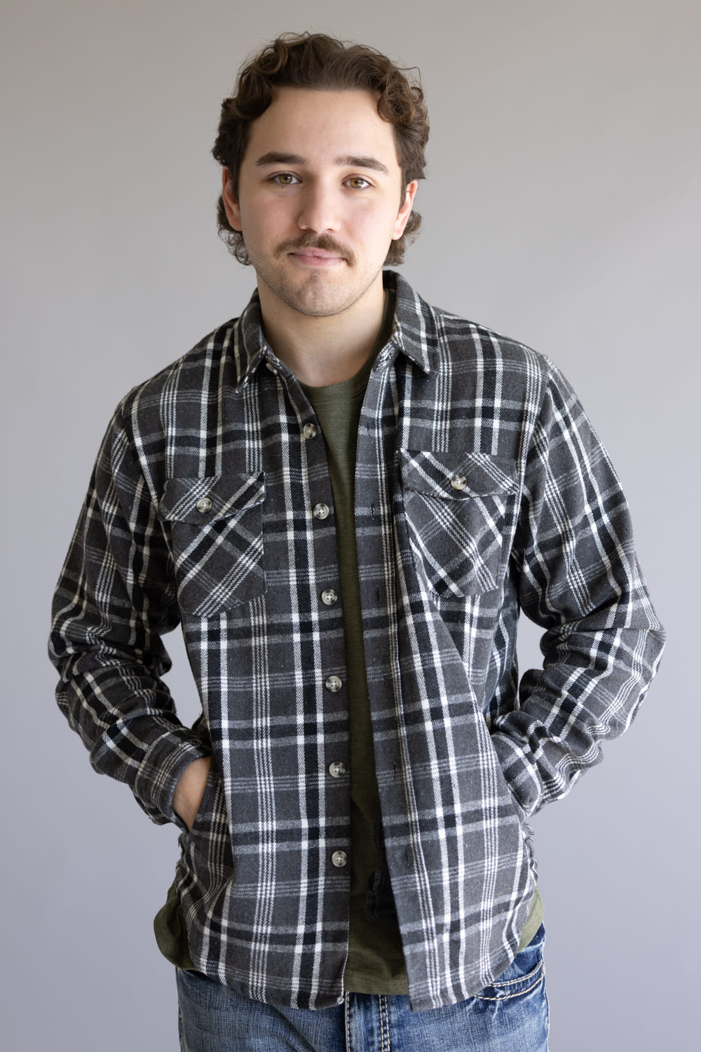 1897 Original Plaid Shacket for Men in Charcoal