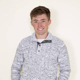 1897 Original 1/4 Cable Button Neck Sweater for Men in White and Grey